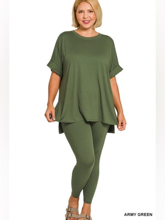 Zenana Outfitters Pants - NWT ZENANA PLUS BRUSHED DTY MICROFIBER SHORT SLV LOUNGEWEAR SET